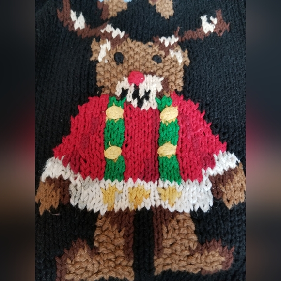 1994 Eagle's Eye Hand Knit Christmas Cardigan Office Sweater XL Teddy Bear Angel - Picture 10 of 13